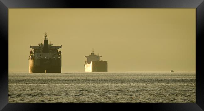 TANKER SUNSET beach park vancouver bc canada Framed Print by Andy Smy