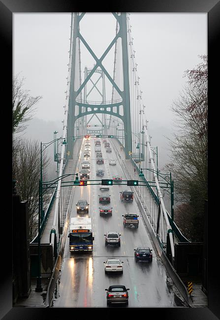 LIONS MIST Lions Gate Bridge from Stanley Park Van Framed Print by Andy Smy