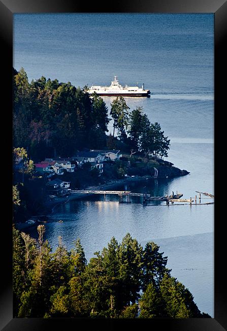 MILL BAY ferry passing Sandy Beach Rd, Vancouver Island, BC, Canada Framed Print by Andy Smy
