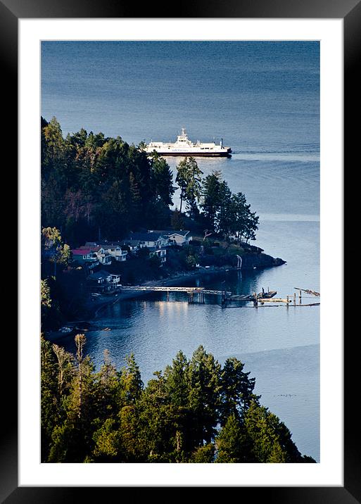 MILL BAY ferry passing Sandy Beach Rd, Vancouver Island, BC, Canada Framed Mounted Print by Andy Smy