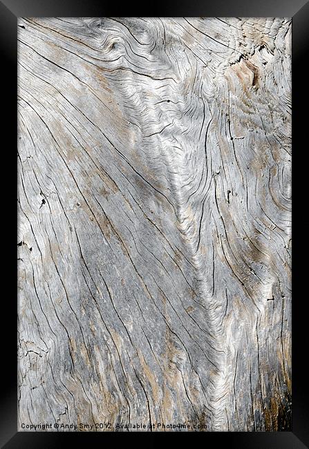 SOFT VALLEY weathered wood made smooth by the elements Framed Print by Andy Smy