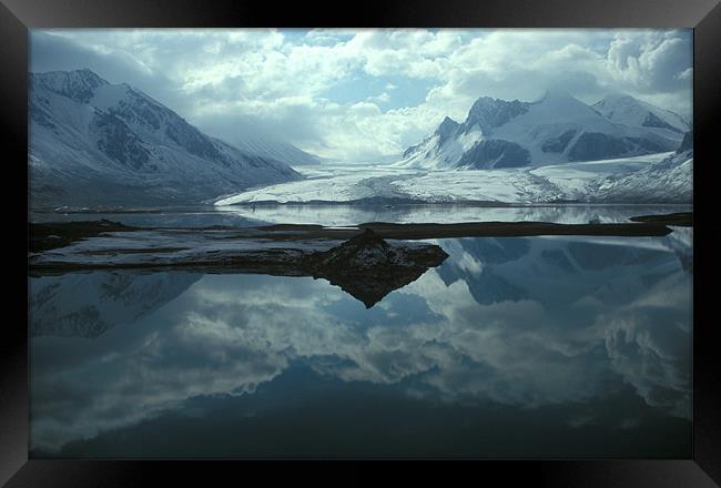 Reflection on Petrov lake, Tien-Shan, Kyrgyzstan Framed Print by Michal Cerny