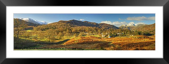 Elterwater Panorama Framed Mounted Print by Jamie Green