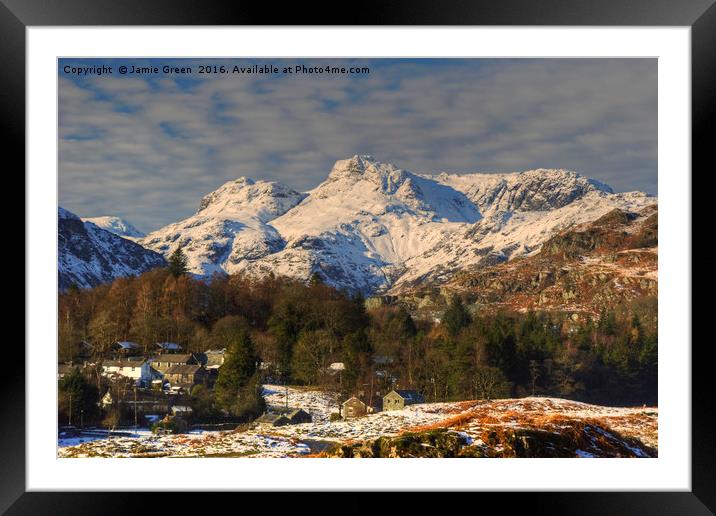 Elterwater And The Langdale Pikes Framed Mounted Print by Jamie Green