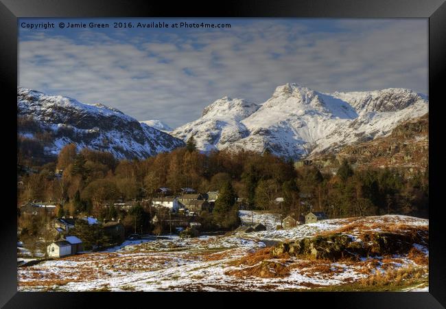 Elterwater and The Langdale Pikes Framed Print by Jamie Green