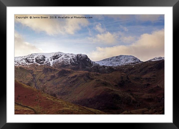 Dove Crag and Hart Crag Framed Mounted Print by Jamie Green