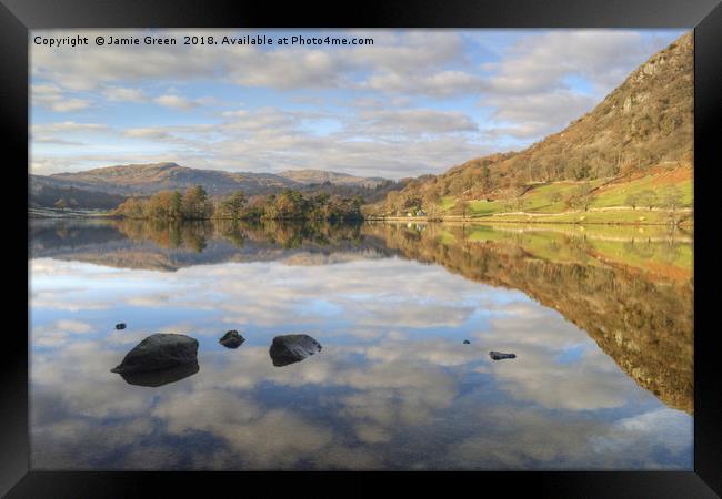 Rydal Water in Autumn Framed Print by Jamie Green