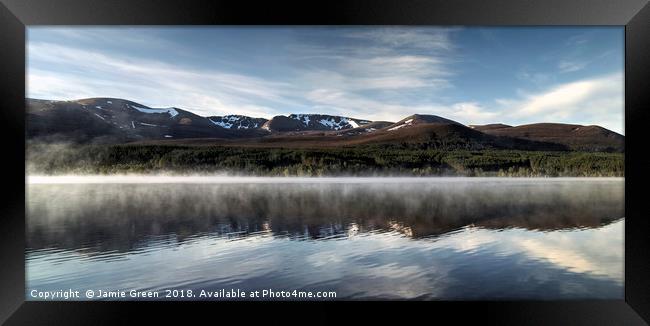 Loch Morlich and The Cairngorm Corries Framed Print by Jamie Green