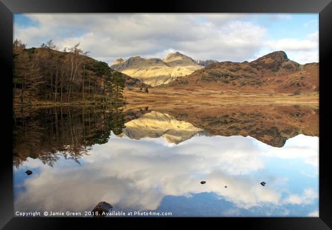Blea Tarn and The Langdale Pikes Framed Print by Jamie Green