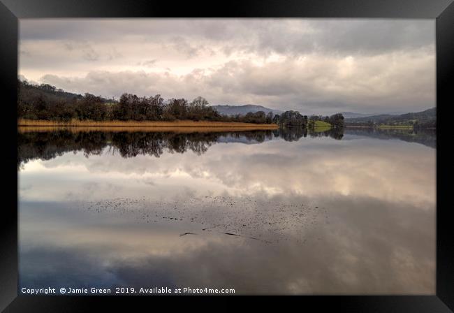 Esthwaite Water in January Framed Print by Jamie Green