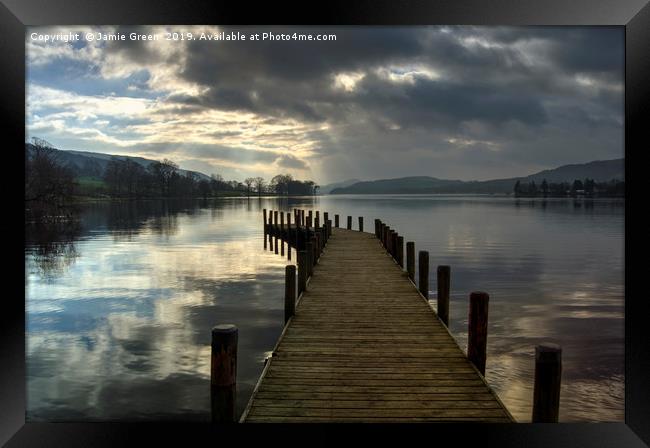 Monk Coniston Jetty Framed Print by Jamie Green