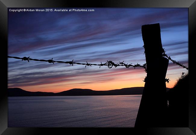  Barbed Wire Sunset  Framed Print by Aidan Moran