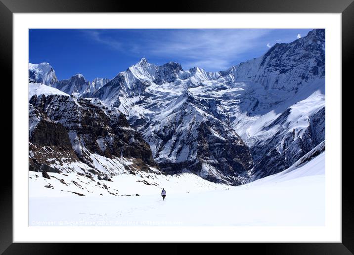 Hiker In Mountain Landscape  Framed Mounted Print by Aidan Moran