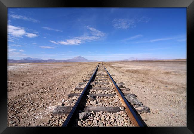 Train Tracks In The Desert  Framed Print by Aidan Moran