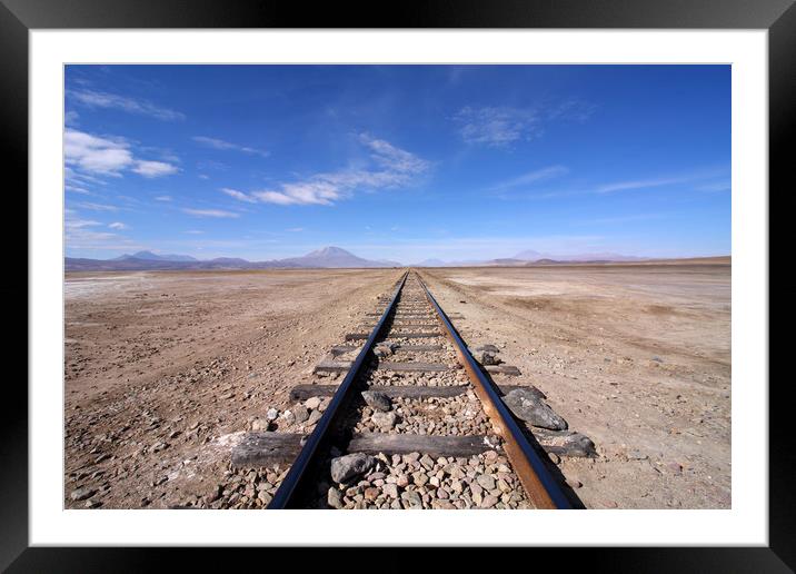 Train Tracks In The Desert  Framed Mounted Print by Aidan Moran