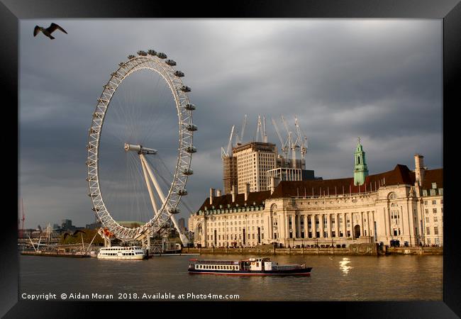 The London Eye On The South Bank  Framed Print by Aidan Moran