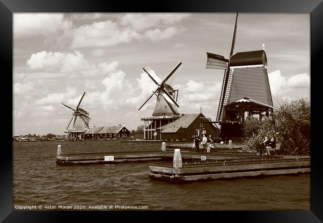 Zaanse Schans Windmills  Framed Print by Aidan Moran