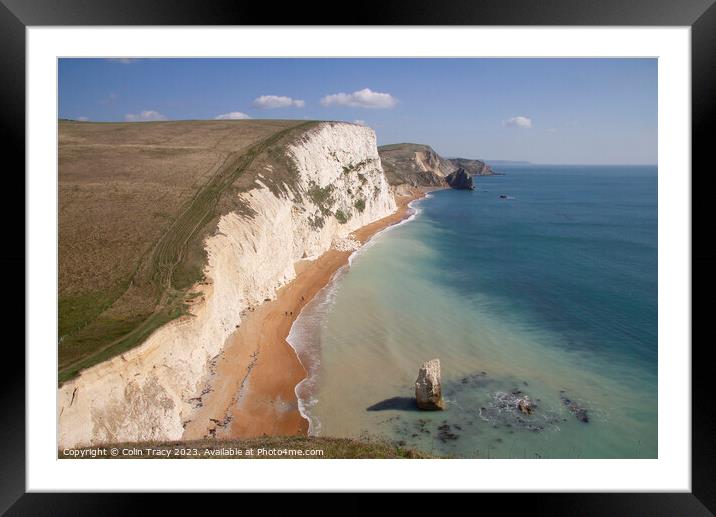 Durdle Door Beach from Bat's Head, Dorset , UK Framed Mounted Print by Colin Tracy