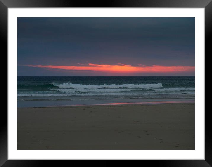 Sundown at Bedruthan Steps, Cornwall, UK Framed Mounted Print by Colin Tracy