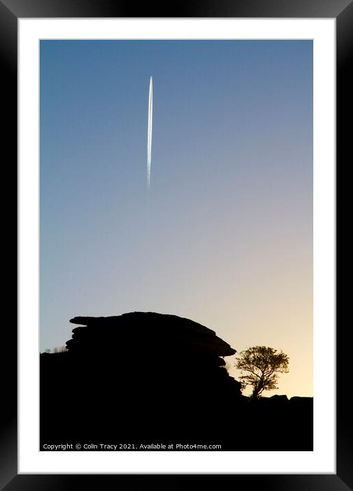 Jet Trail above Dartmoor Framed Mounted Print by Colin Tracy