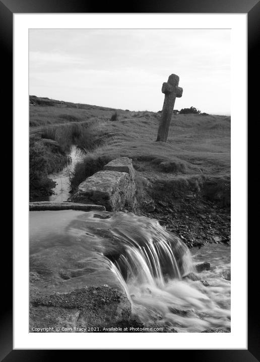 Lone Cross on Dartmoor, Devon,  UK Framed Mounted Print by Colin Tracy