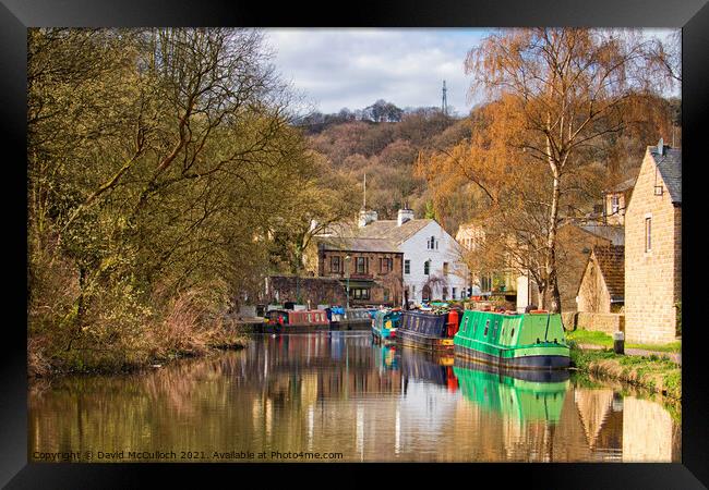 Canal boats at Todmorden Framed Print by David McCulloch
