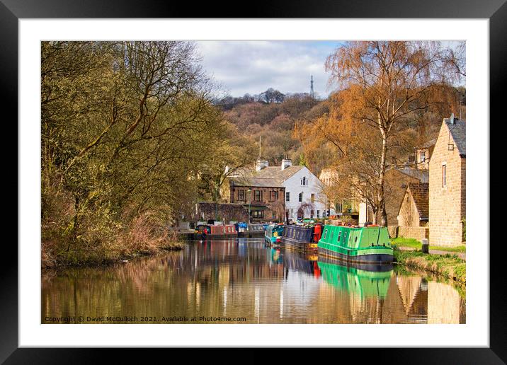 Canal boats at Todmorden Framed Mounted Print by David McCulloch