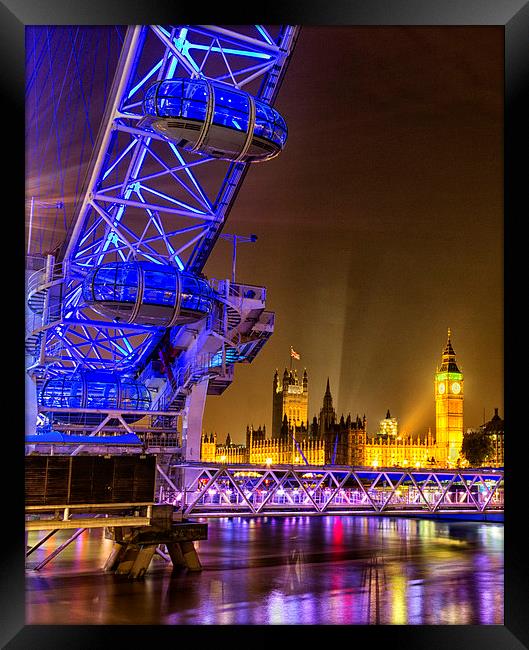 London Eye & Big Ben Framed Print by Ian Hufton