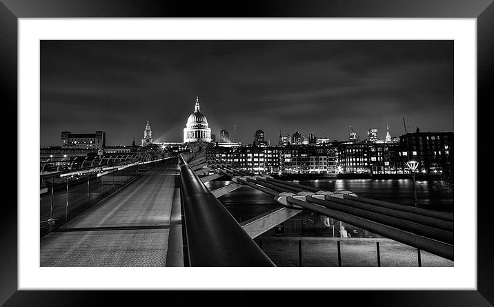 St Pauls and the Millennium Bridge, London Framed Mounted Print by Ian Hufton