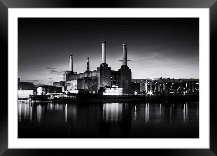  Battersea Power Station in monochrome Framed Mounted Print by Ian Hufton