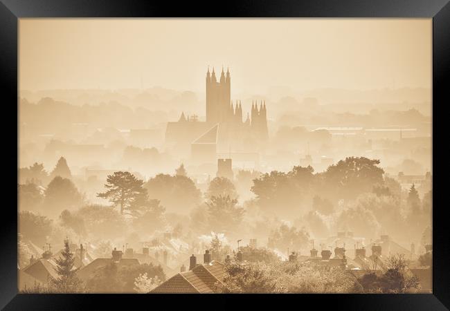Canterbury Through The Mist Framed Print by Ian Hufton