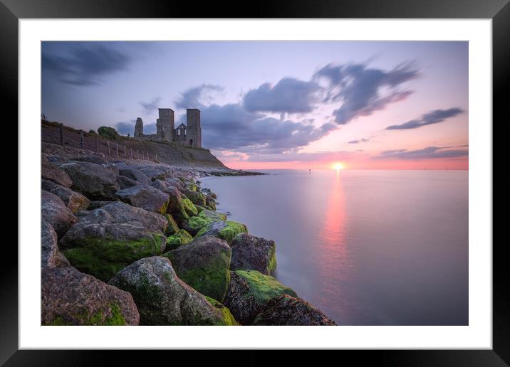 Reculver Towers Sunset Framed Mounted Print by Ian Hufton