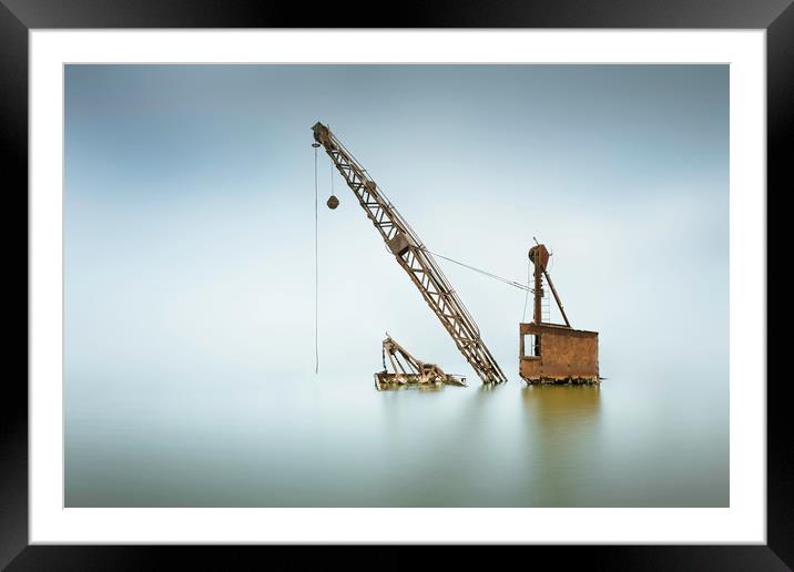 Sunken crane Framed Mounted Print by Ian Hufton
