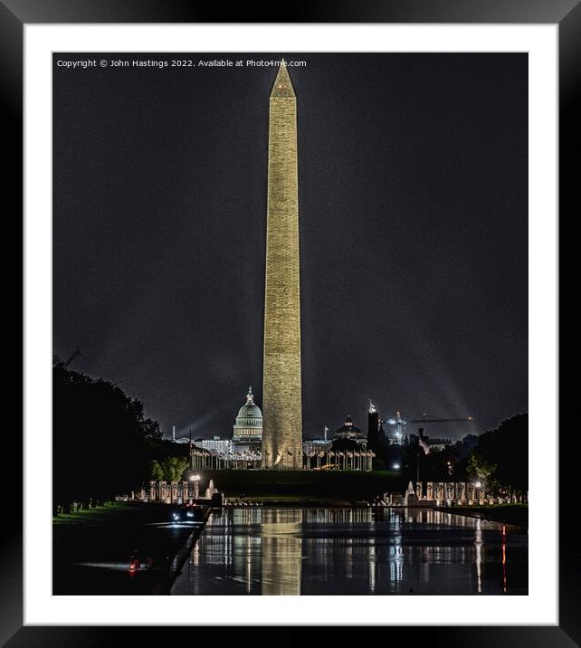 Iconic DC Landmarks at Night Framed Mounted Print by John Hastings