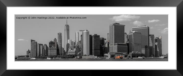 Manhattan Skyline in Monochrome Framed Mounted Print by John Hastings