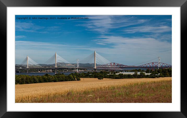 Iconic Forth Bridges' Aerial Panorama Framed Mounted Print by John Hastings