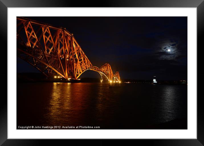 Forth Rail Bridge by moonlight Framed Mounted Print by John Hastings