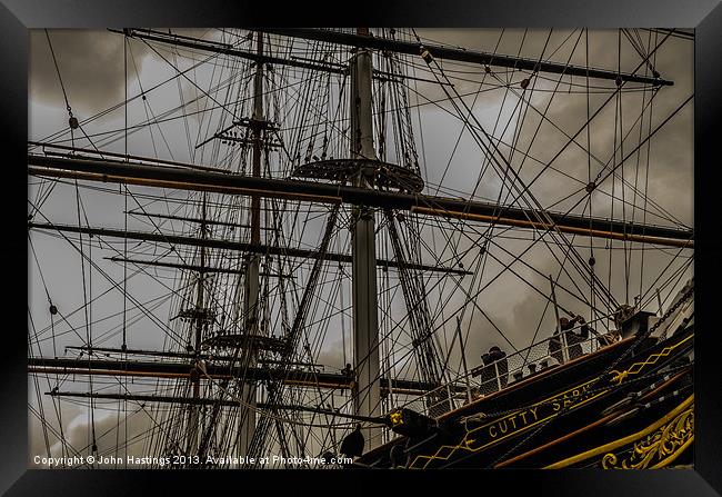 The Marvelous Ropes of Cutty Sark Framed Print by John Hastings