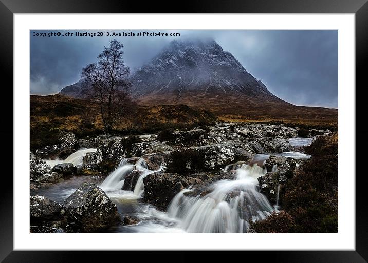 Cloud-wrapped Stob Dearg Framed Mounted Print by John Hastings