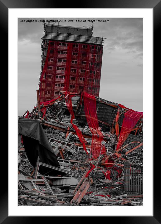  Red Road Wreckage Framed Mounted Print by John Hastings