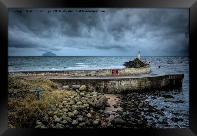 Storm Brewing Over Ailsa Craig Framed Print by John Hastings