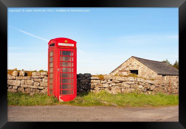 Rundlestone Red Telephone Box Dartmoor Framed Print by Helen Northcott