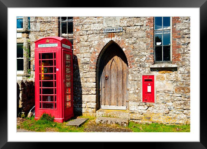 Belstone Red Telephone Box Dartmoor Framed Mounted Print by Helen Northcott
