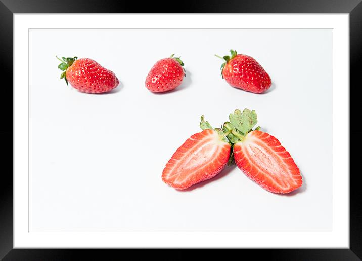 Four Strawberries ii Framed Mounted Print by Helen Northcott