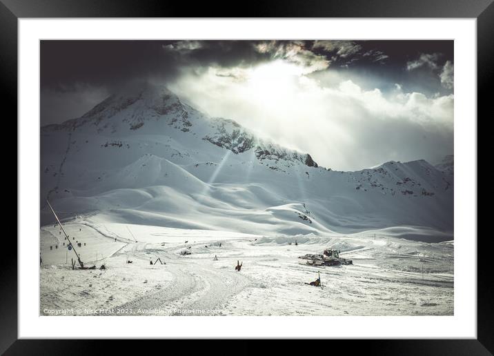 Sunlit Snowscape Framed Mounted Print by Nick Hirst