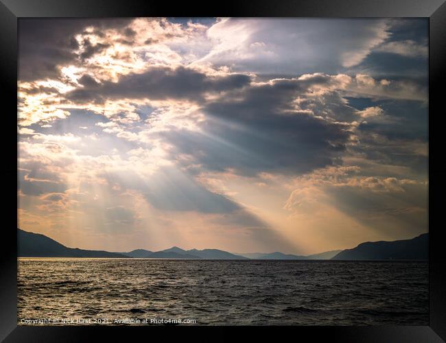 Sunbeams over the Water Framed Print by Nick Hirst