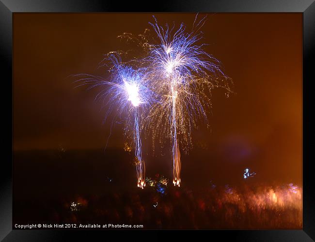 Twinned Fireworks Framed Print by Nick Hirst