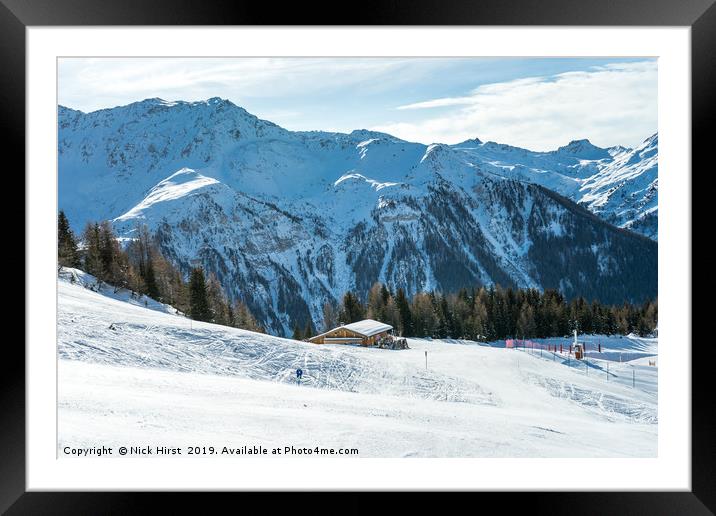 Chalet under the mountains Framed Mounted Print by Nick Hirst