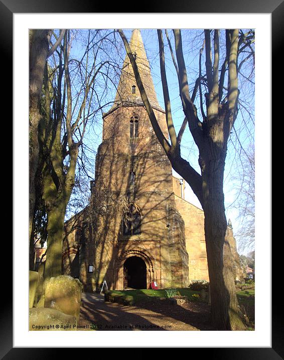 church though the trees Framed Mounted Print by April Powell