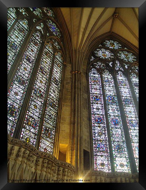 stain glass view Framed Print by April Powell